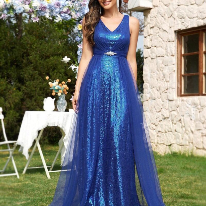 Vestido azul lentejuelas XL